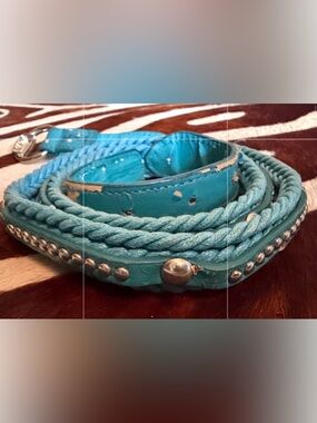 Vintage studded Turquoise Braided Women's Belt Southwestern